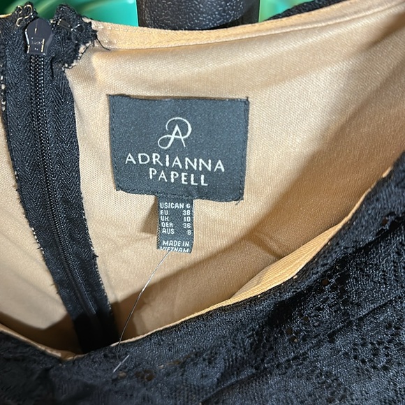 Net Adrianna Papell Black Lace Dress 6 nude lining cocktail - Picture 2 of 6